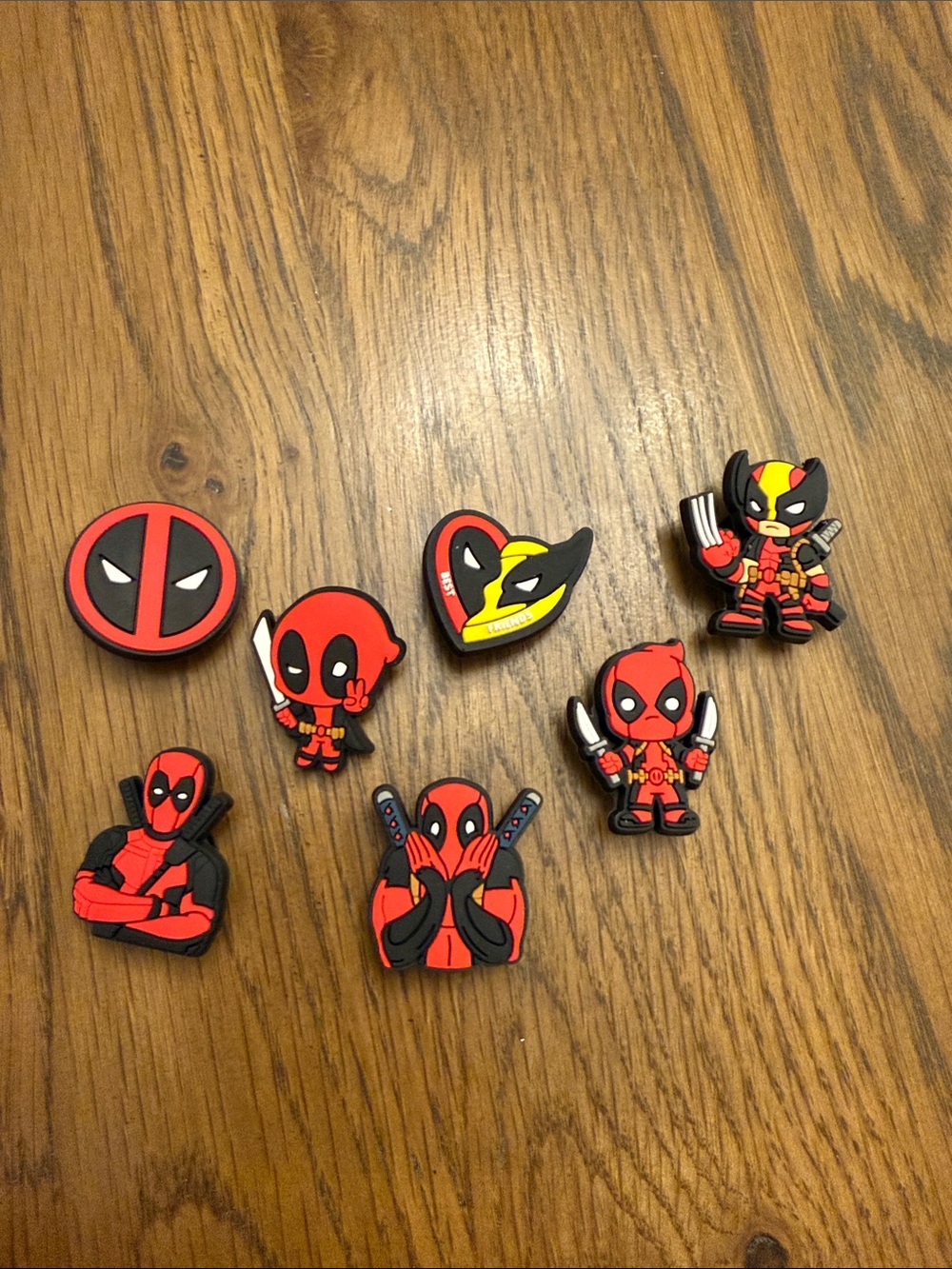 Collectible Marvel Deadpool & Wolverine Shoe Charms Set — Set of 7